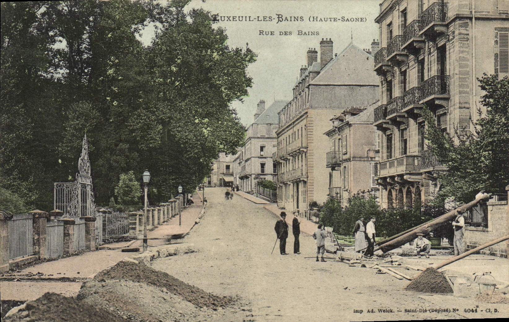 VINTAGE POSTCARD Luxeuil the Baths Street Of the Baths (nice shot)