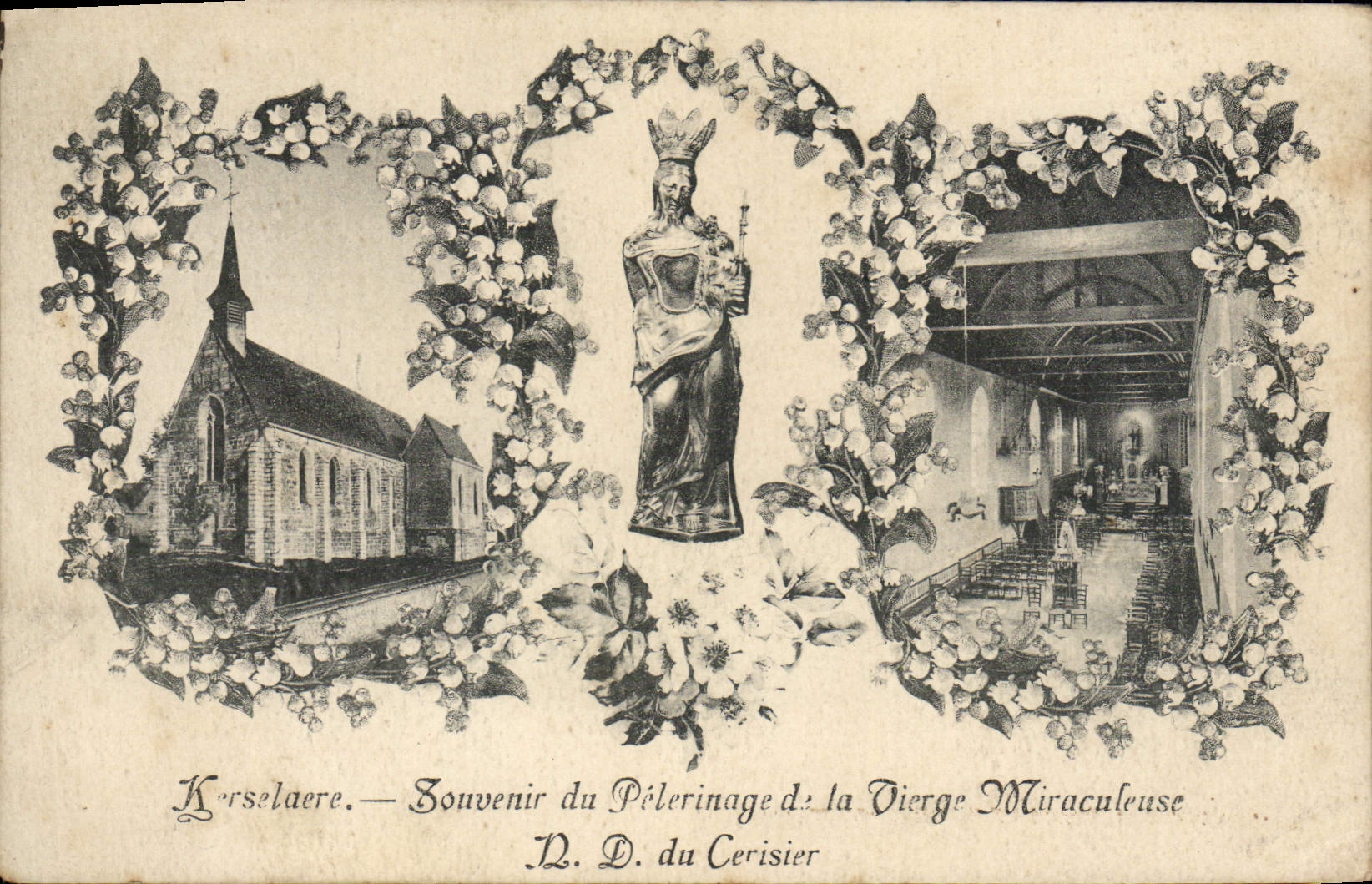 VINTAGE POSTCARD Kerselaere Souvenir of the pilgrimage of the miraculous virgin ND of the Cherry tree