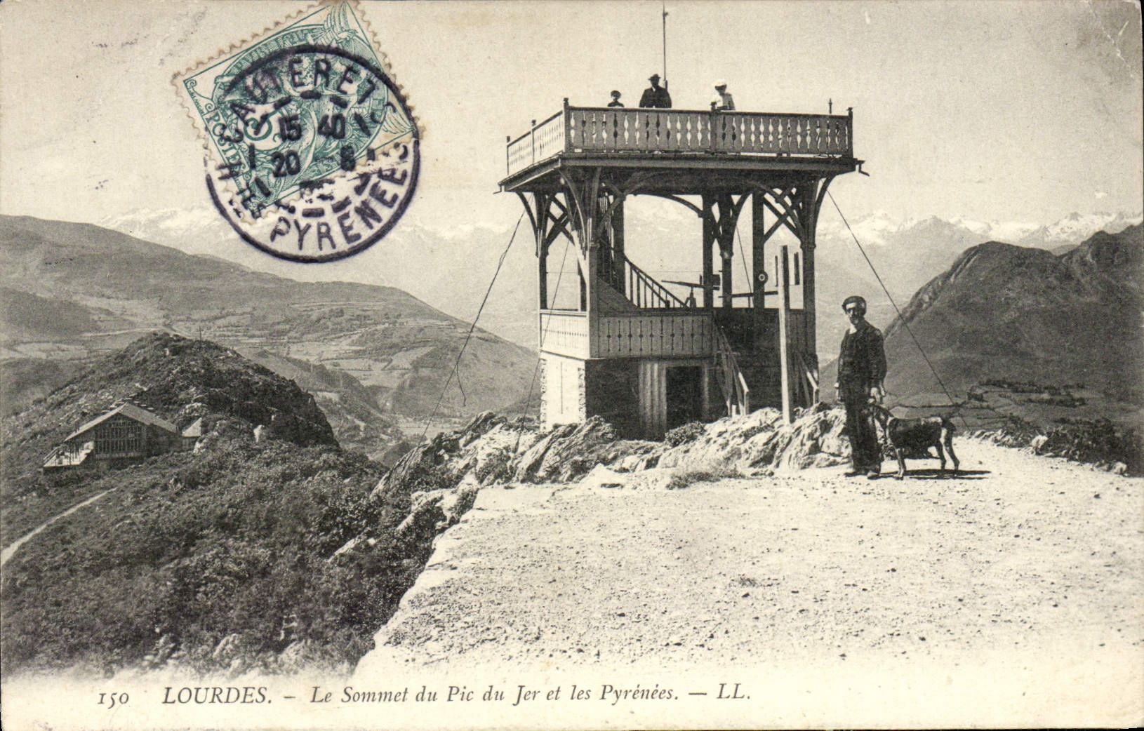 VINTAGE POSTCARD Heavy the top of the Peak of Jer and the Pyrenees