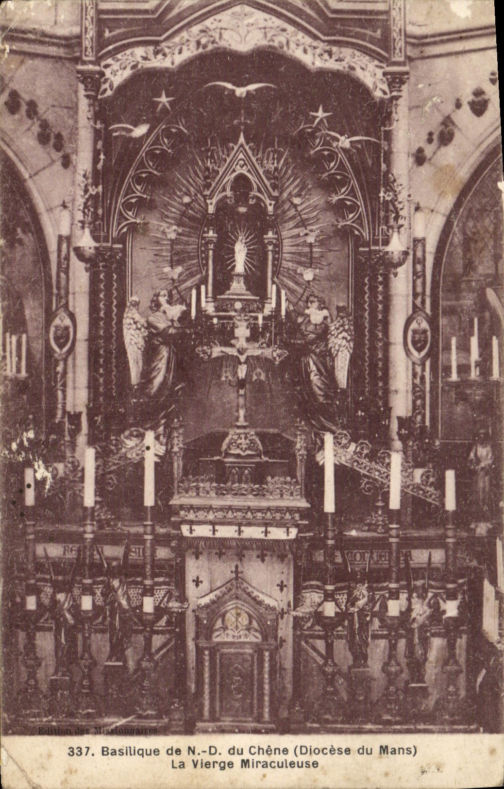 VINTAGE POSTCARD Basilica of Notre Dame Oak Diocese of Mans the miraculous virgin