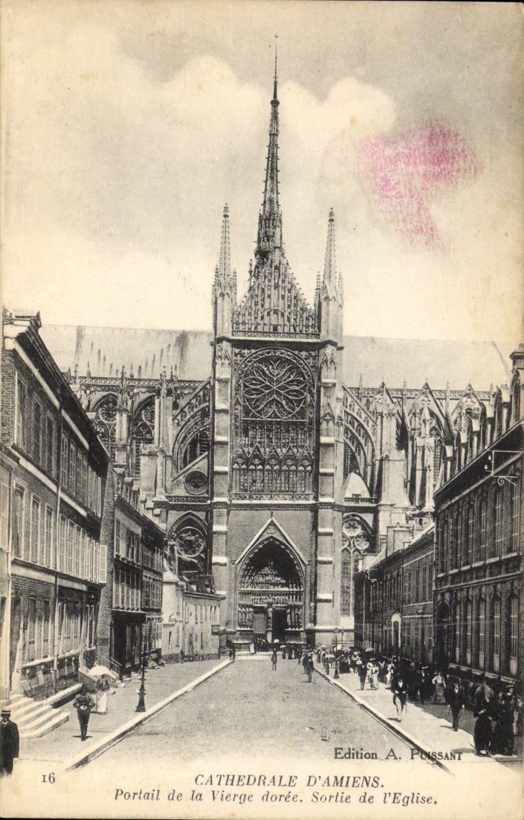 VINTAGE POSTCARD Cathedral Of Amiens Gate of the Virgin Golden Sorlie of the church