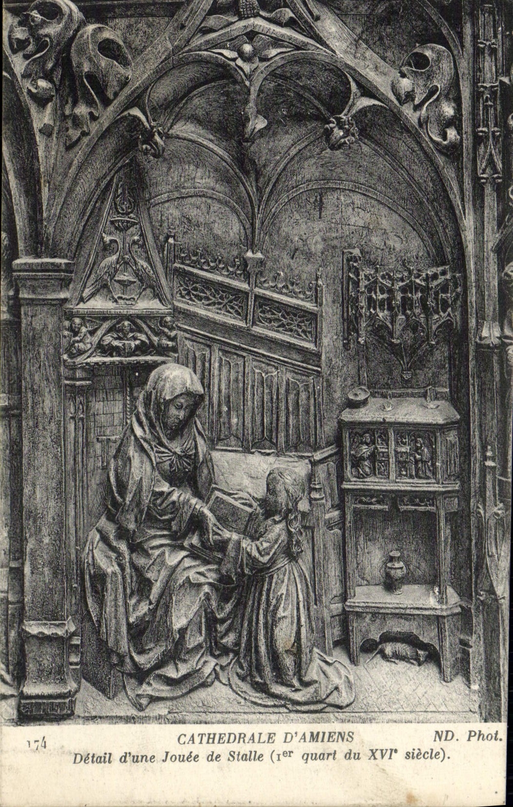 VINTAGE POSTCARD Cathedral Of Amiens Detail of a jouee of stall