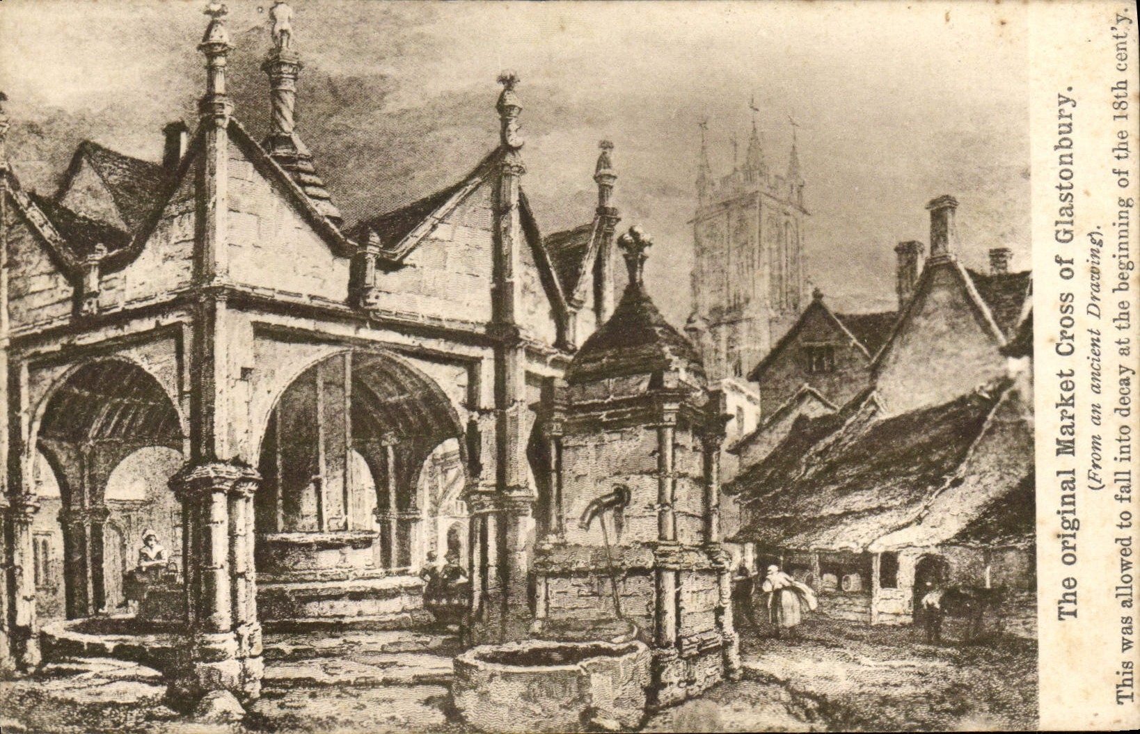 POSTAL Glastonbury original de la VENDIMIA el mercado