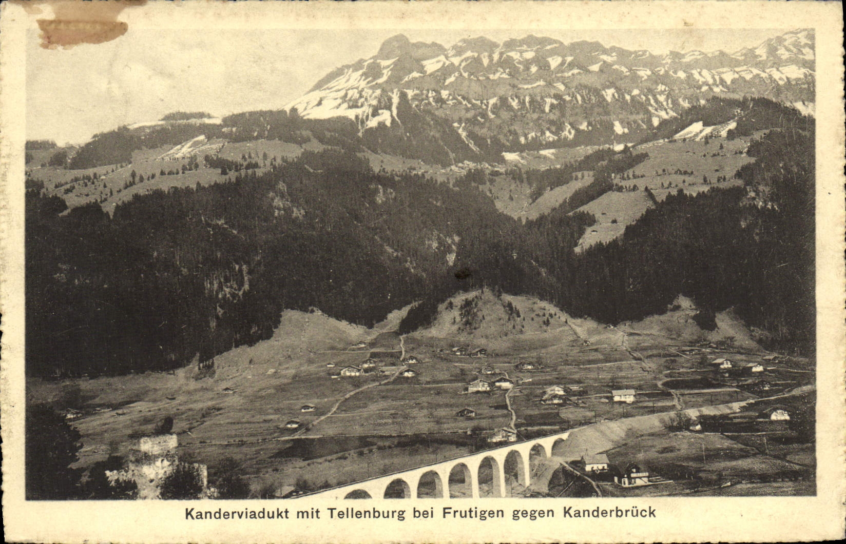 VINTAGE POSTCARD Kanderviadukt MIT Tellenburg EIB Frutigen Gegen Kanderbruck