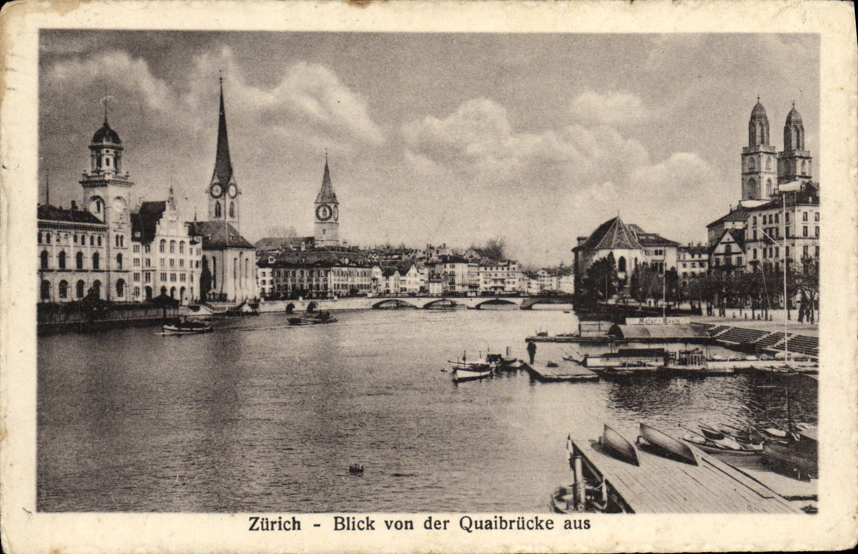 VINTAGE POSTCARD Zurich Blick Von der Quaibucke Aus