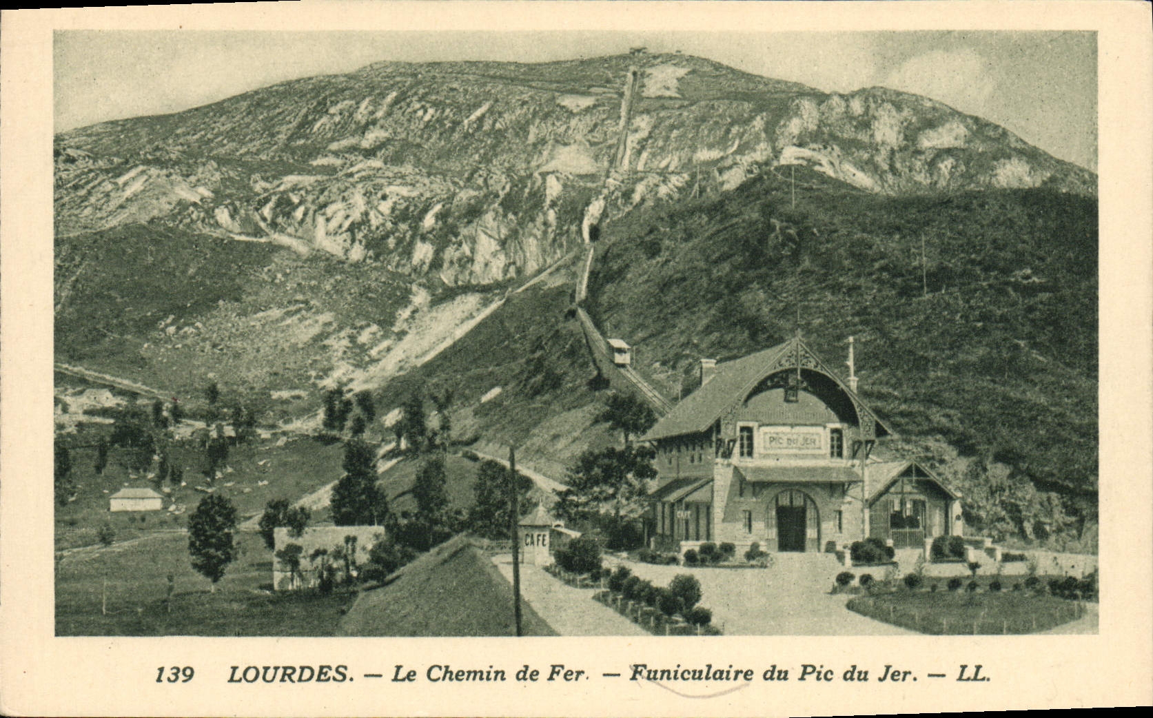 VINTAGE POSTCARD Heavy the Funicular Railroad of the Peak of Jer