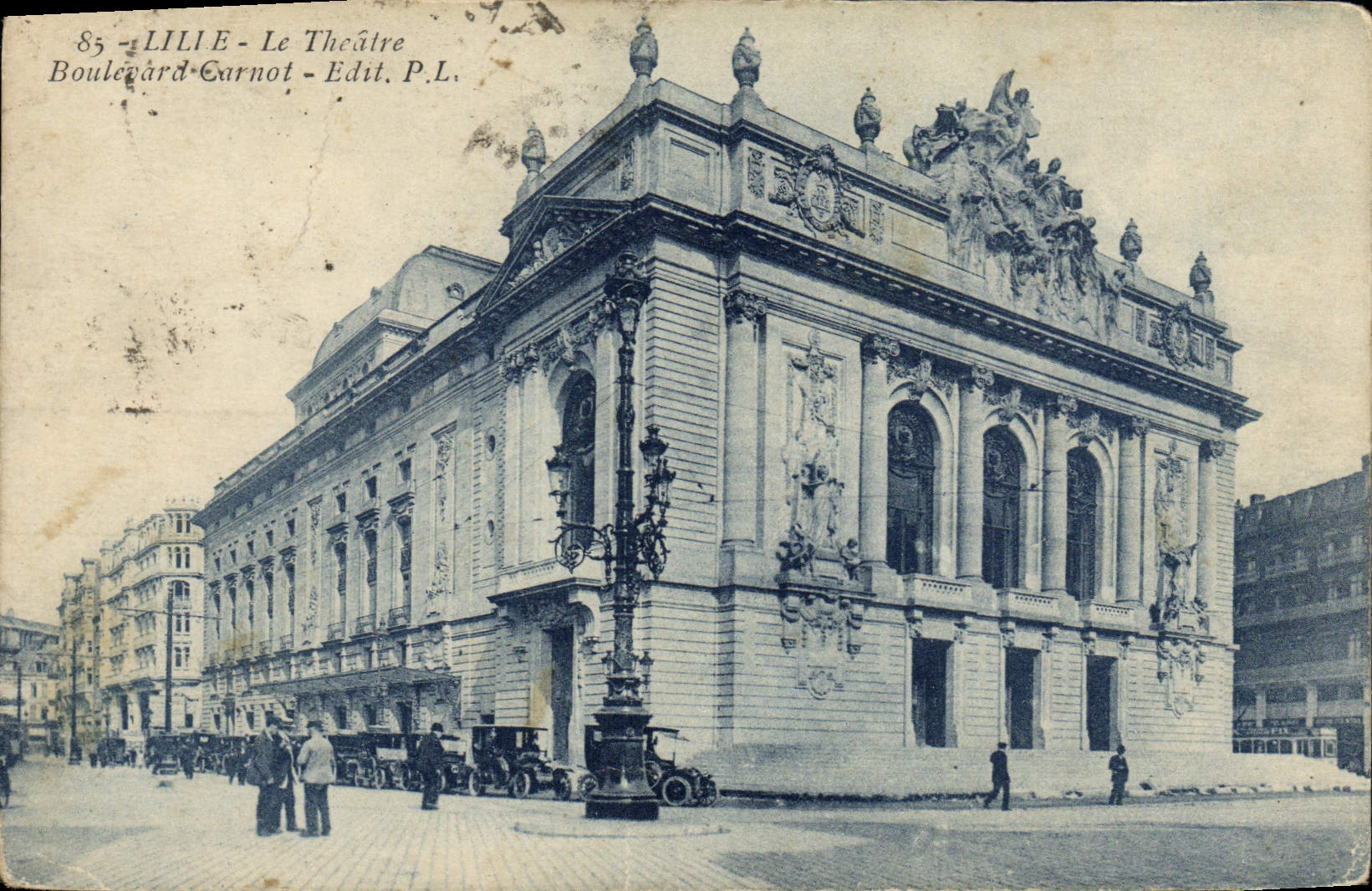 VINTAGE POSTCARD Lille the Theater Carnot Boulevard