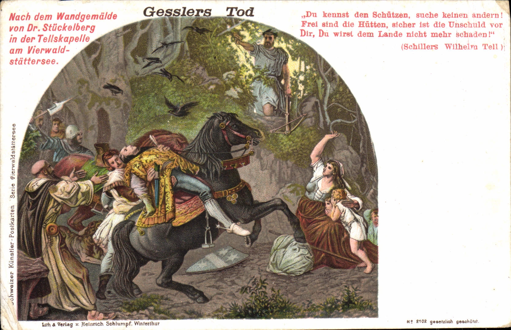 CPA Tellskapelle am Vierwaldstattersee Gesslers Tod