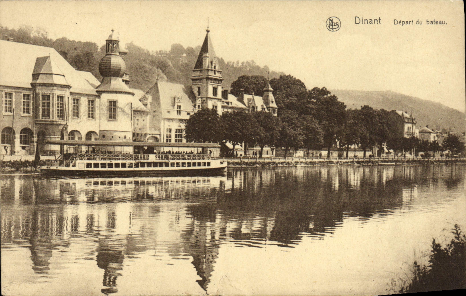VINTAGE POSTCARD Dining Departure on the Boat