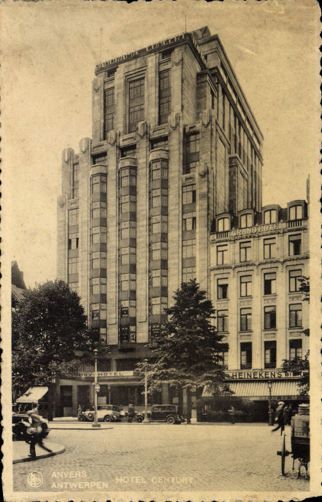 Hotel del siglo de Amberes Antwerpen de la POSTAL de la VENDIMIA