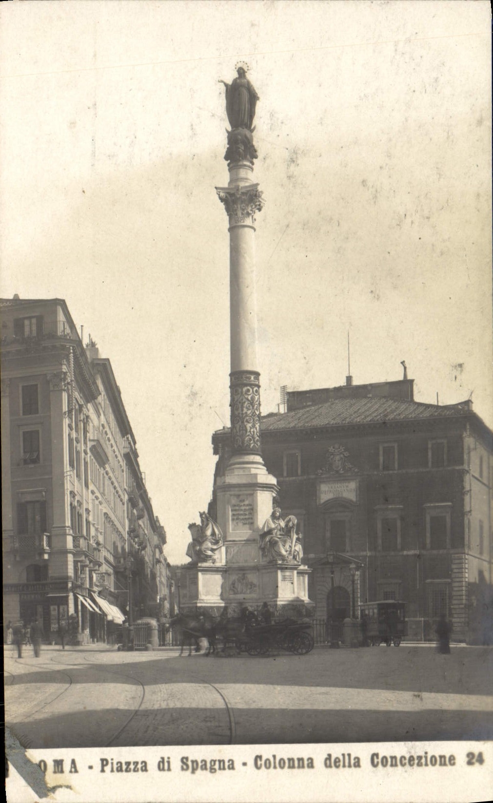 POSTAL Roma Piazza di Spagna Colonna Della Concezione de la VENDIMIA
