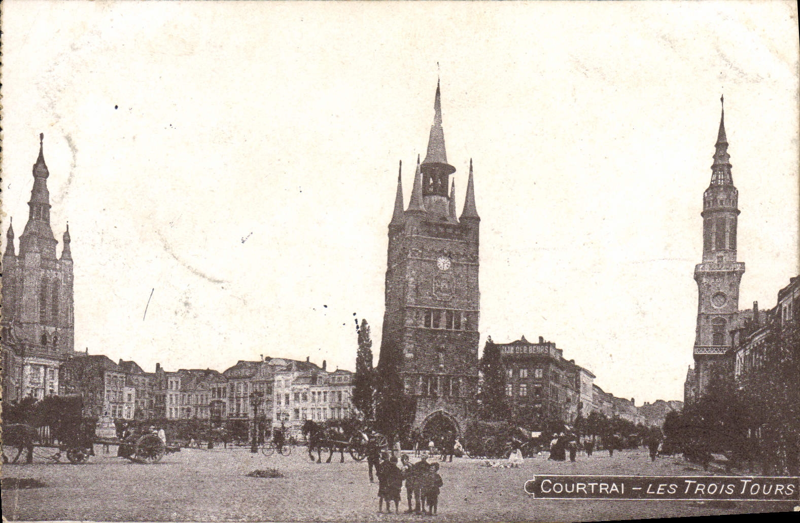 VINTAGE POSTCARD Courtrai Three Tours