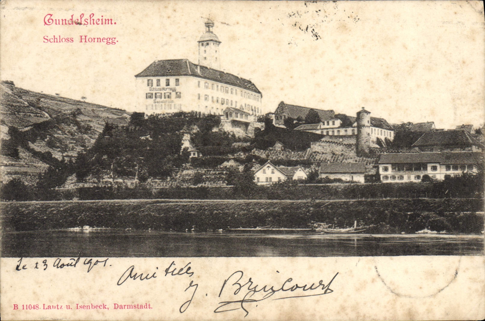 POSTAL Gundelsheim Schloss Hornegg de la VENDIMIA