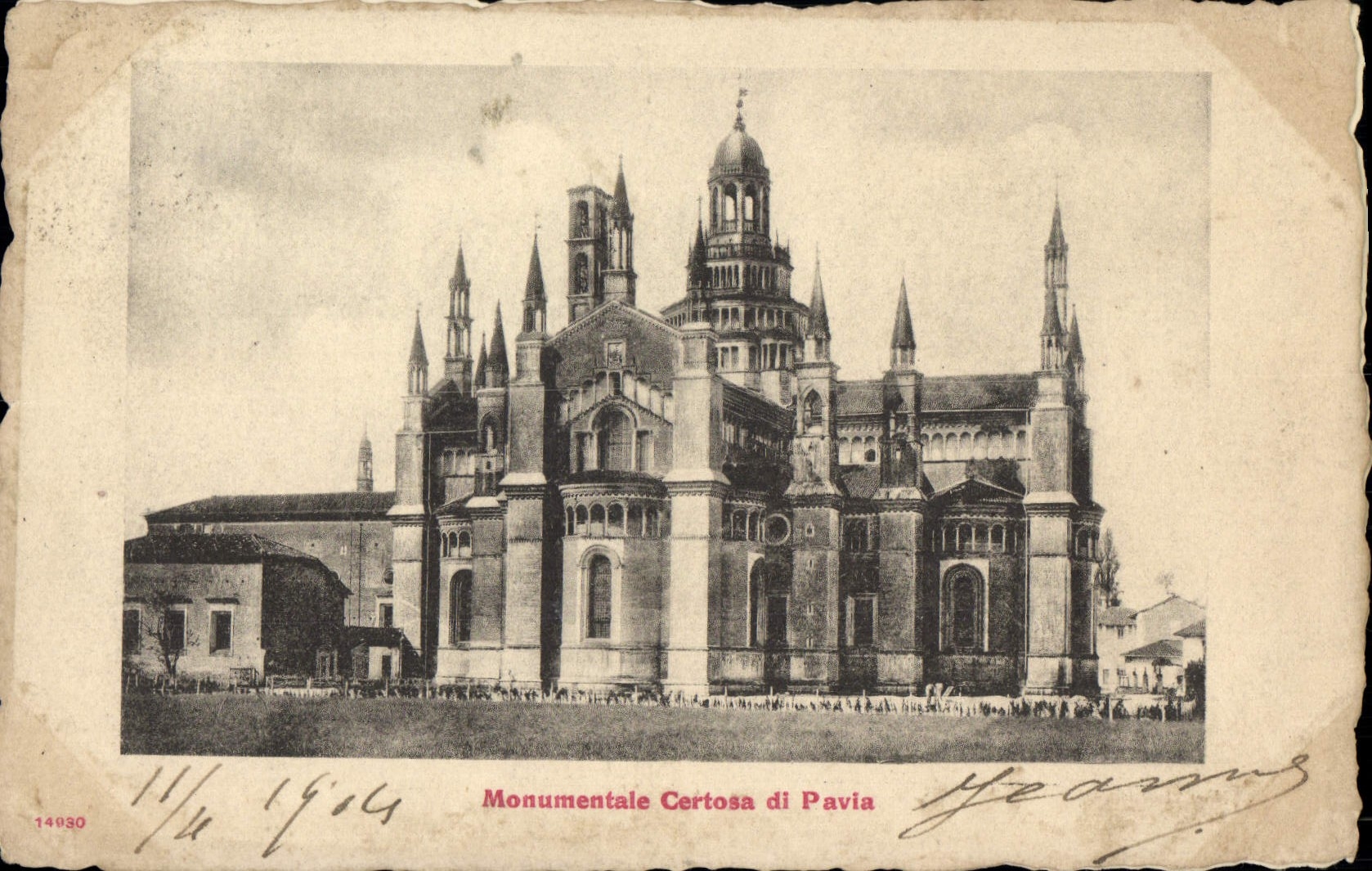 VINTAGE POSTCARD Monumental Certosa di Pavia