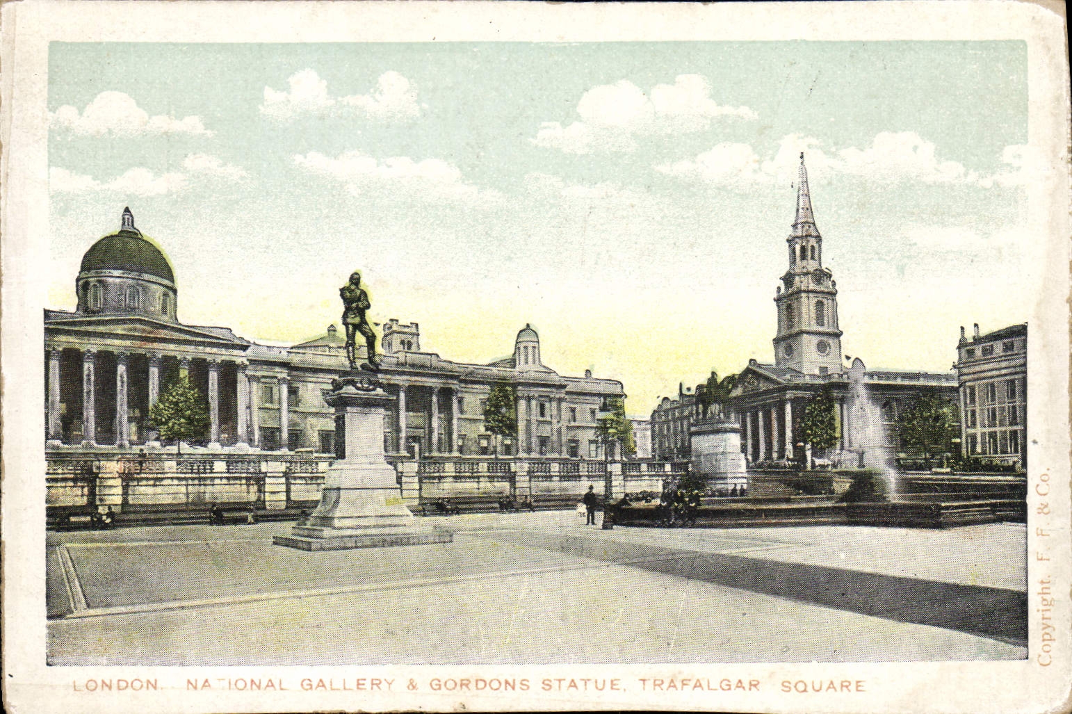 Cuadrado de Trafalgar de las reglas del National Gallery de Londres Gordons de la POSTAL de la VENDIMIA