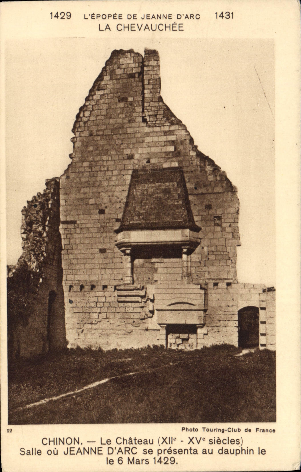 VINTAGE POSTCARD Chinon the Castle Room Or Jeanne D' Arc Was presented To the Dolphin on March 6th, 1429