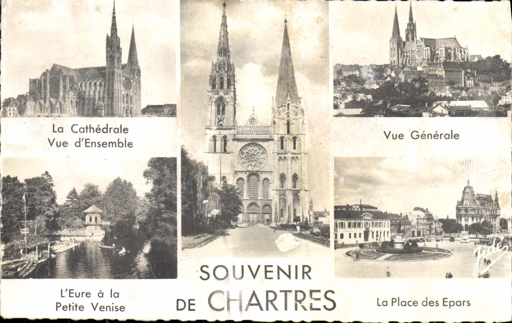 CPM Souvenir De Chartres La cathedrale Vue generale L'Eure a la petite Venise La place des Epars 