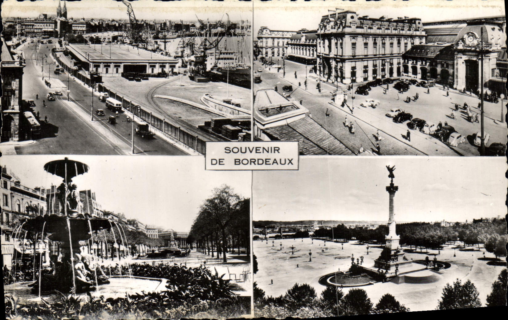 MODERN CARD Souvenir Of Bordeaux Terrasse of the Quincunxes Train station of St Jean Allees from Tourny Places Quincunxes Of Gironde