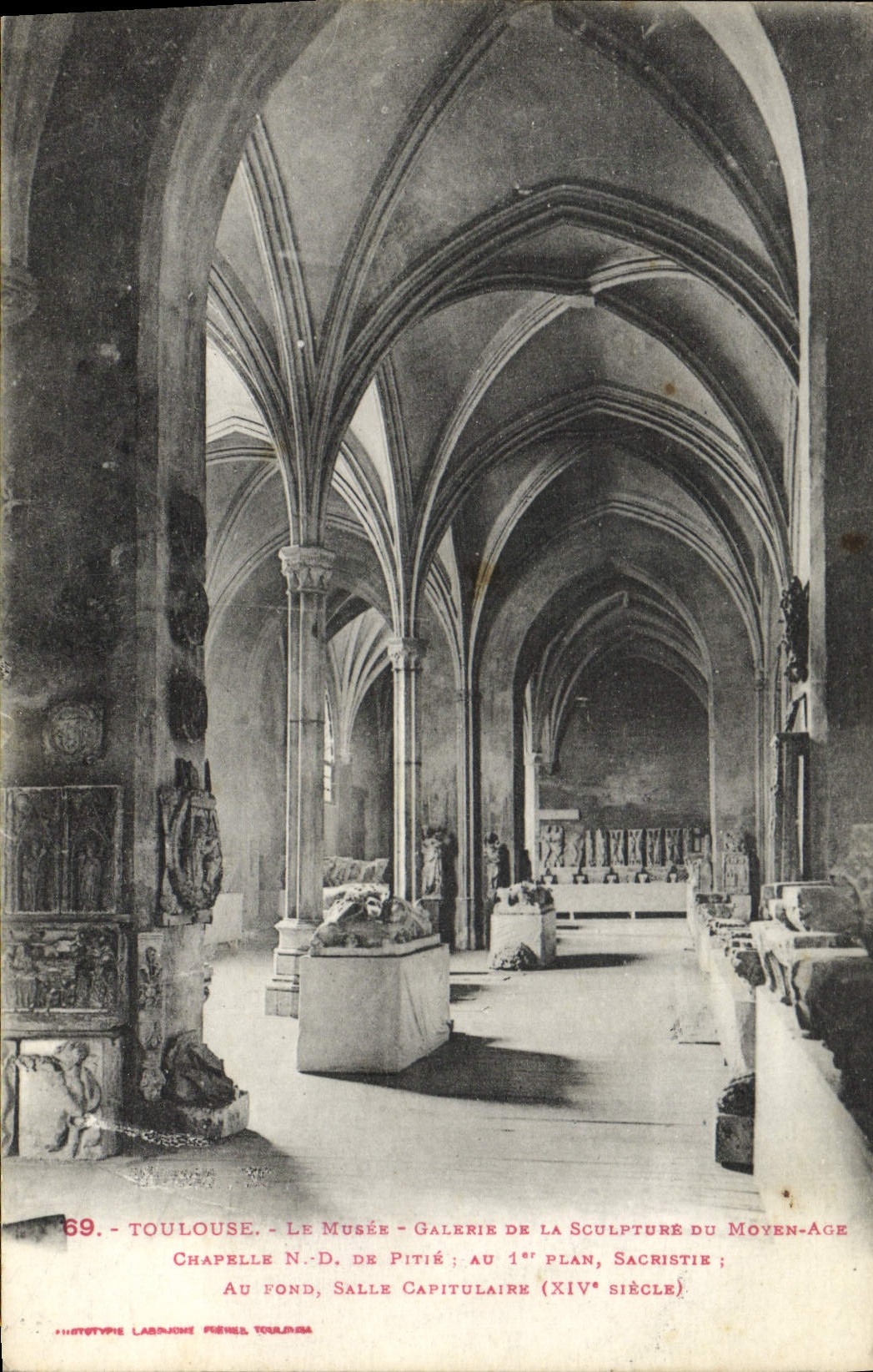 VINTAGE POSTCARD Toulouse the Museum Gallery Of the Sculpture Of the Middle Ages Vault ND of Pity Sacristy Chapter house