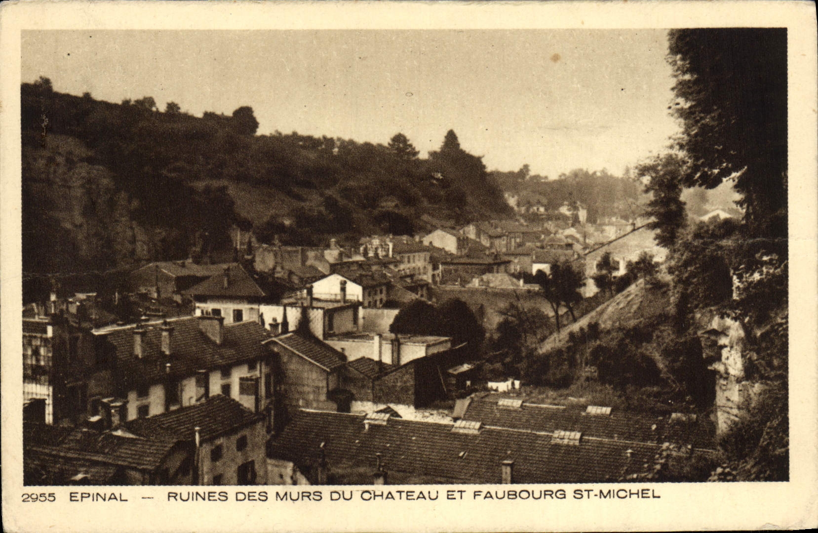 VINTAGE POSTCARD Epinal Ruins Of the Walls Of the Castle And Suburb St Michel
