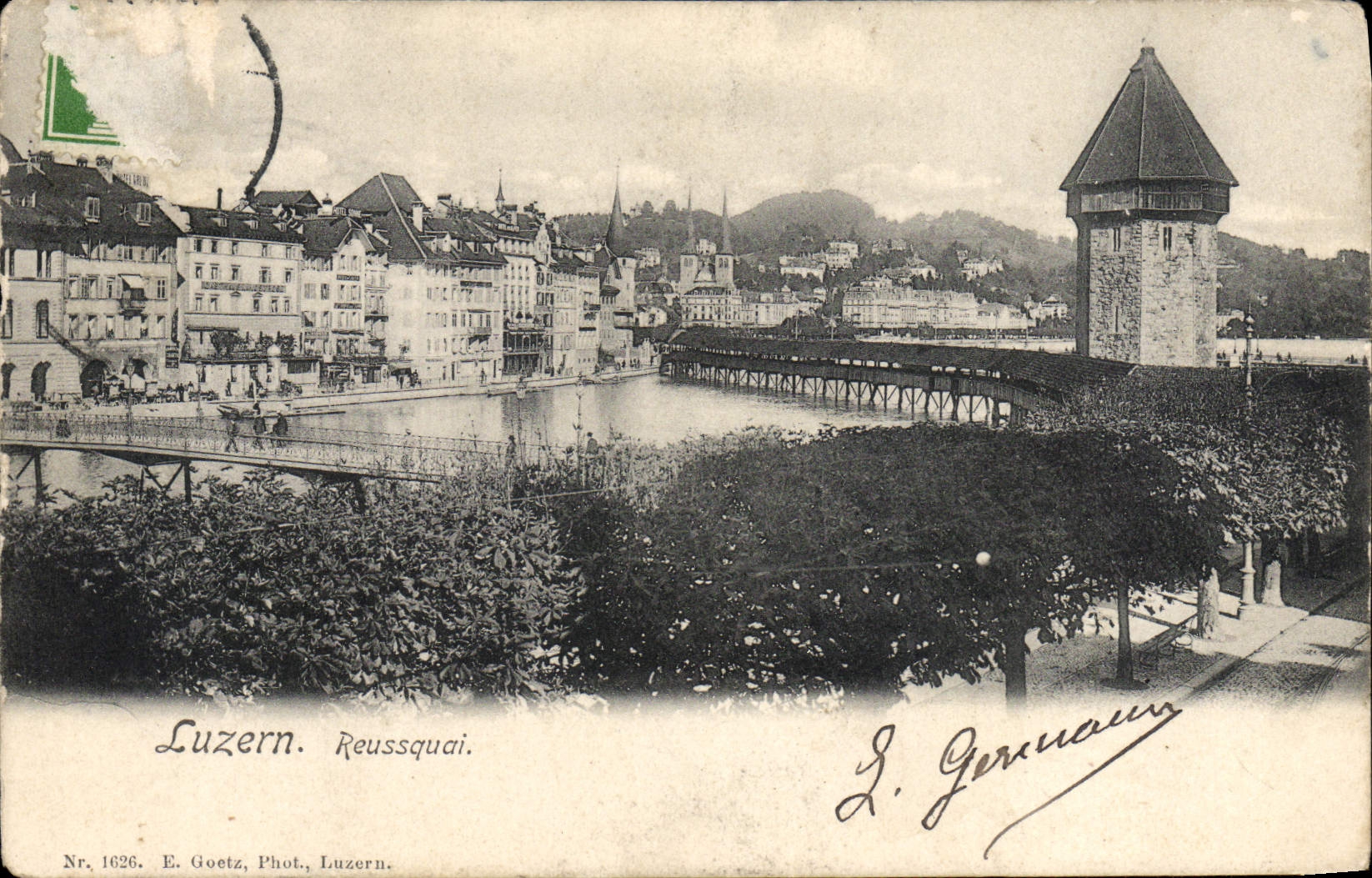 VINTAGE POSTCARD Luzern Reussquai