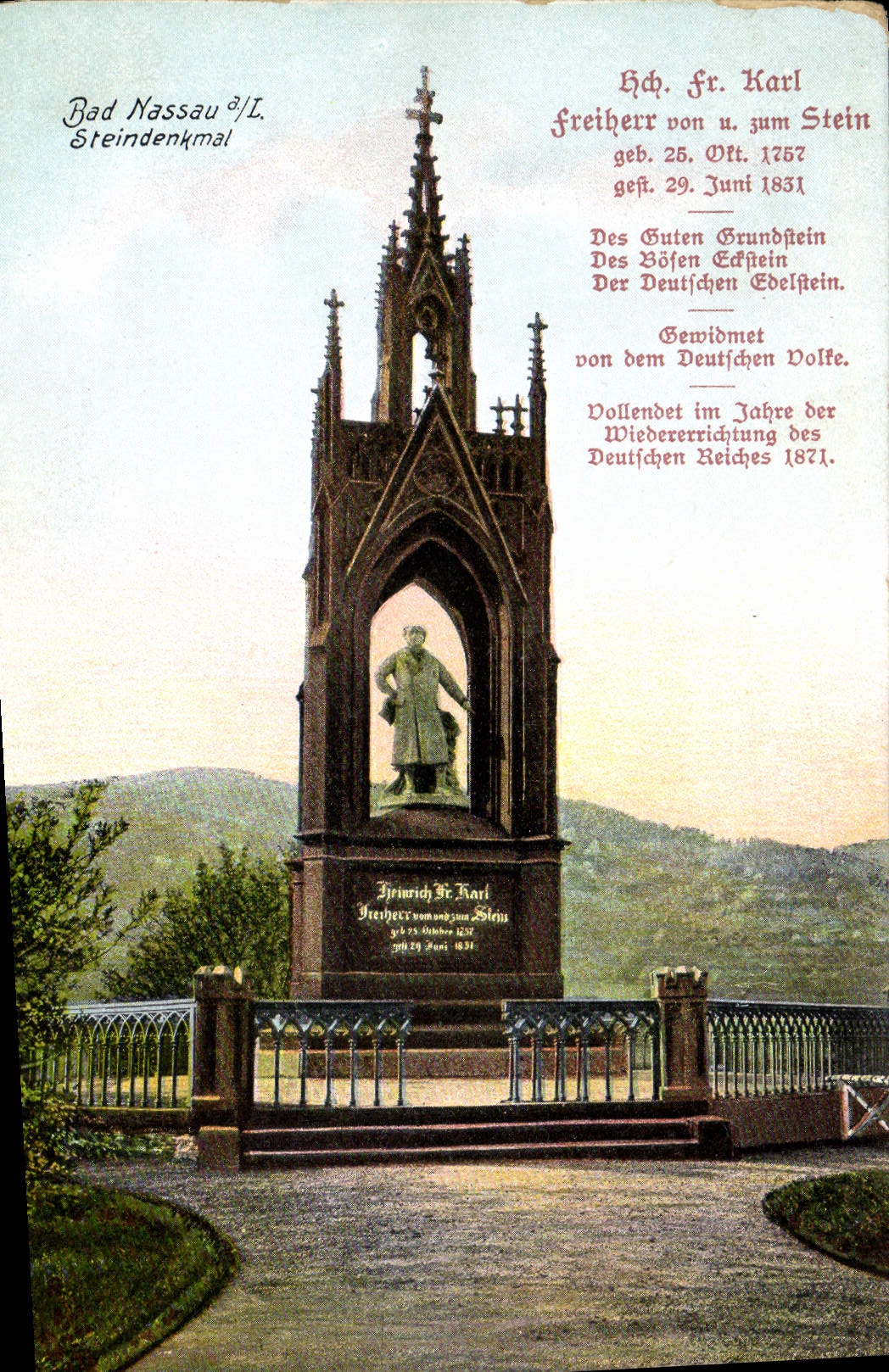 VINTAGE POSTCARD Bad Nassau Steindenkmal