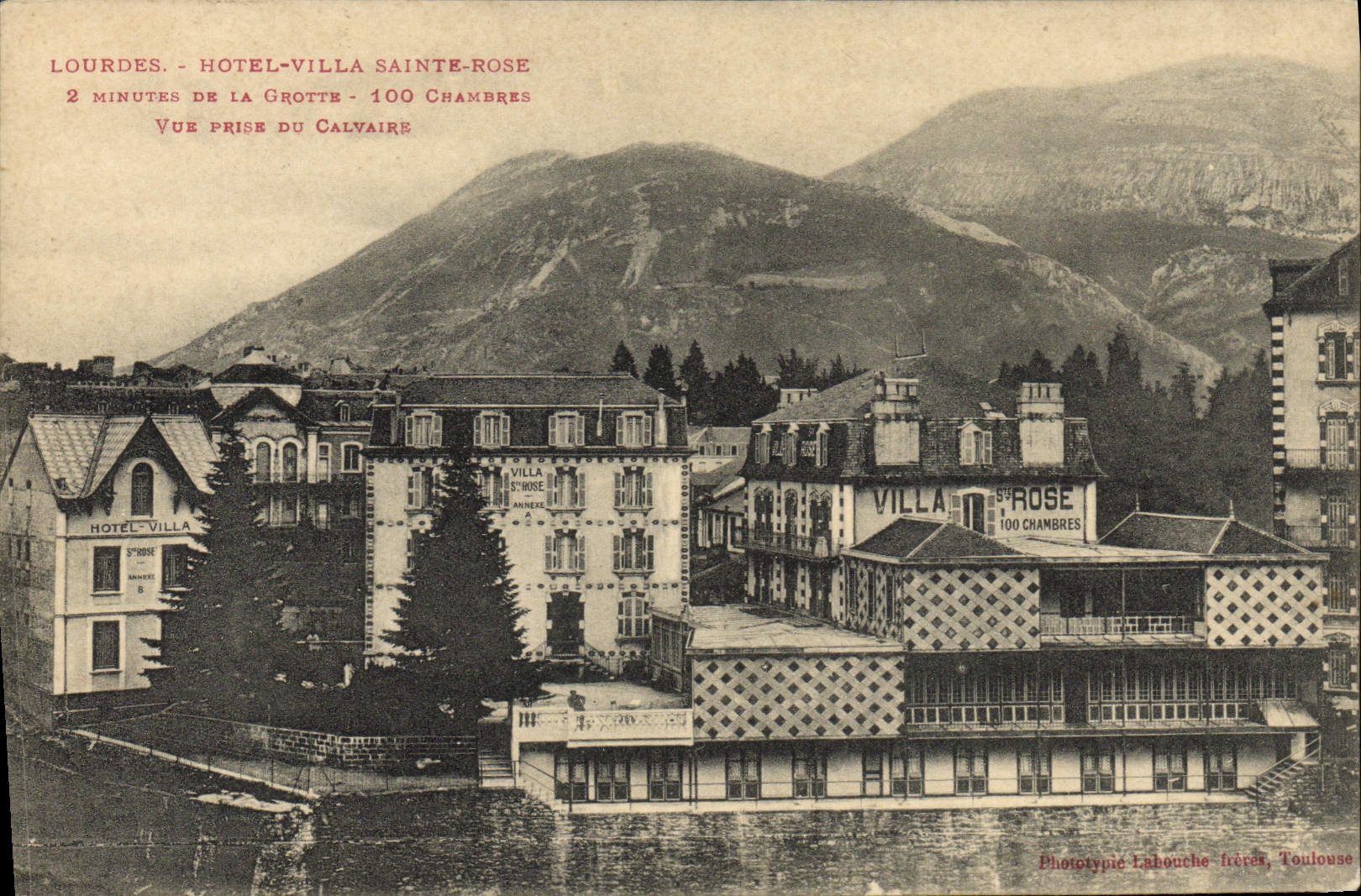 VINTAGE POSTCARD Heavy Hotel Villa Sainte Rose Seen from of the martyrdom