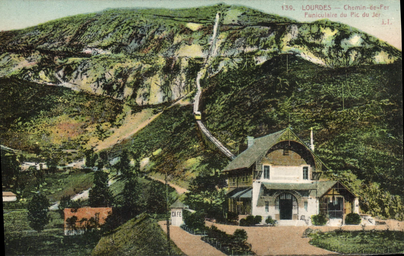 VINTAGE POSTCARD Heavy Funicular Way De Per of the Peak of Jer