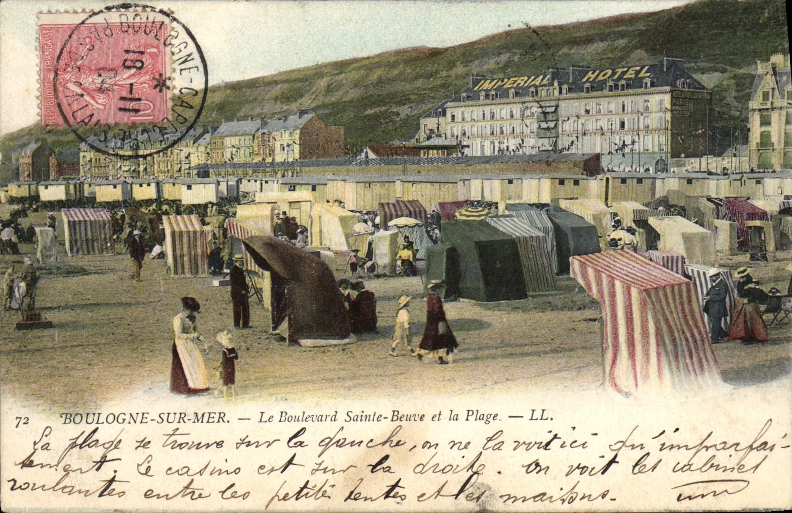 VINTAGE POSTCARD Boulogne On Sea the boulevard Sainte Beuve and the beach