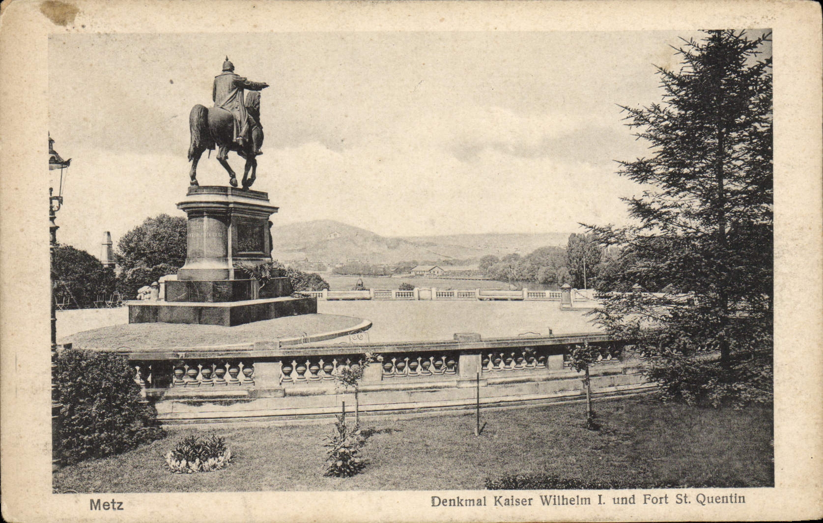 St fuerte Quentin del und de Metz Denkmal Kaiser Wilhelm I de la POSTAL de la VENDIMIA