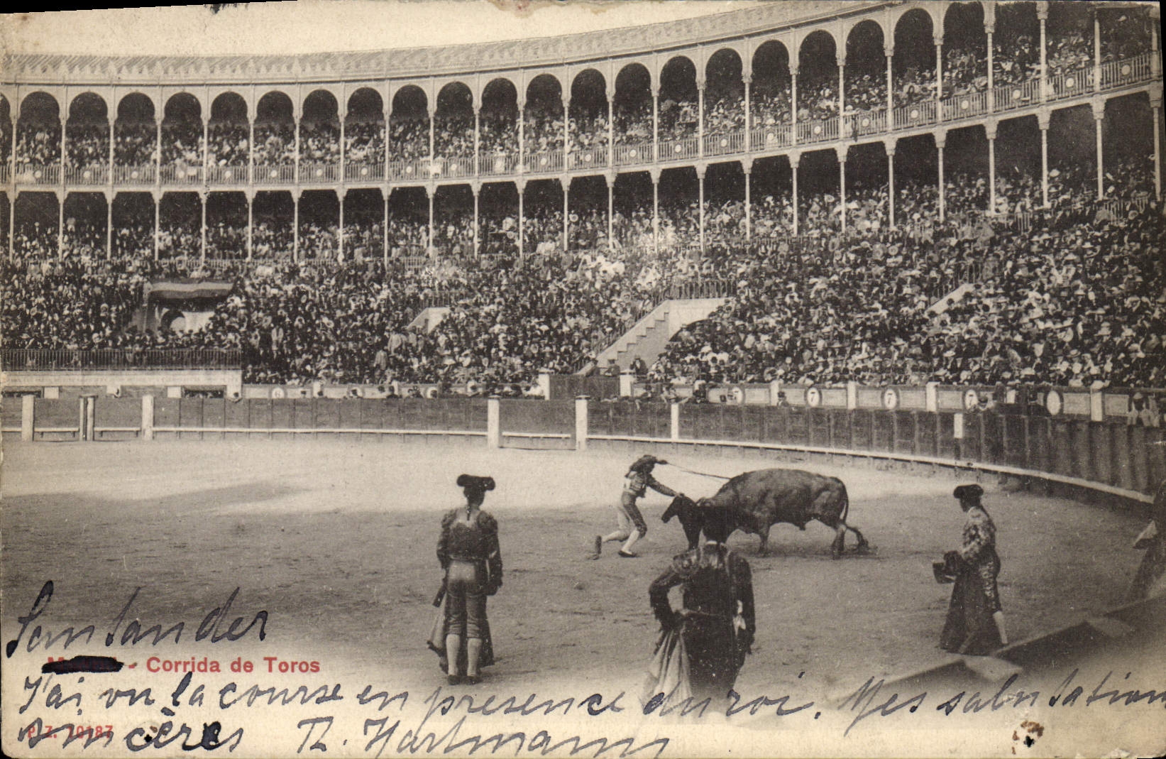 VINTAGE POSTCARD Bullfight De Toros Madrid Bull