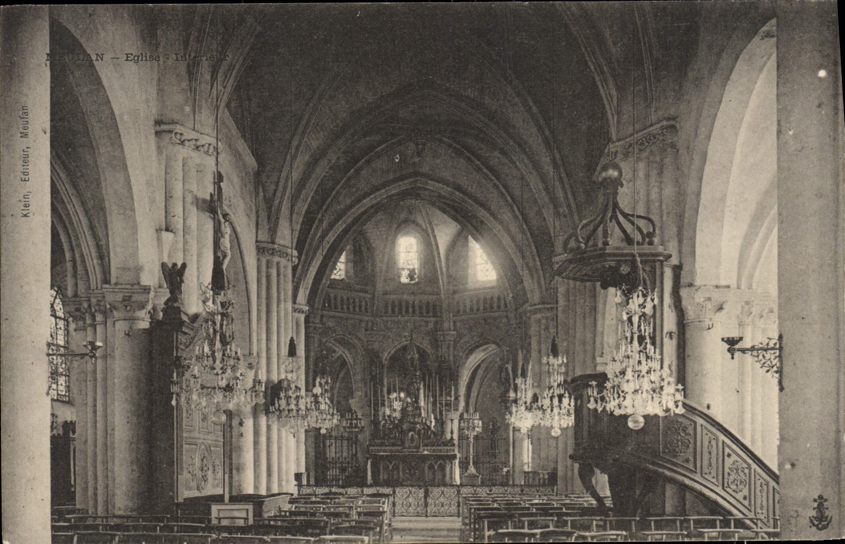 VINTAGE POSTCARD Meulan Church Interior