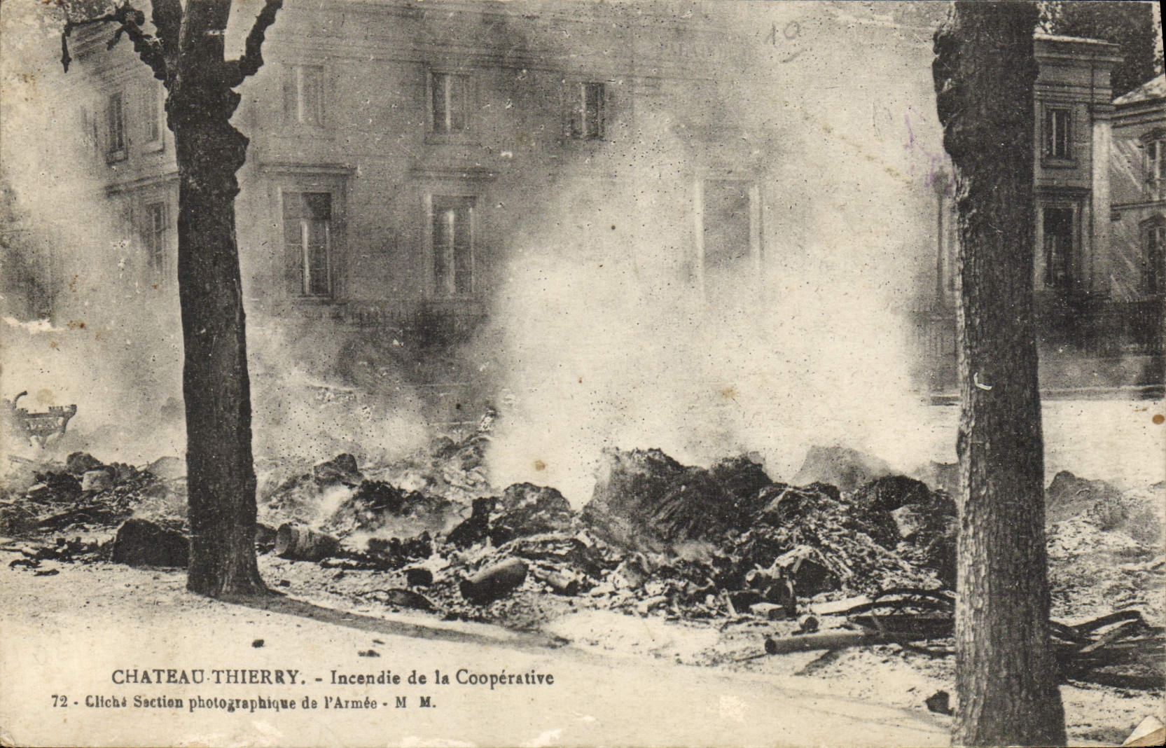 VINTAGE POSTCARD Thierry Castle Sets fire to Co-operative
