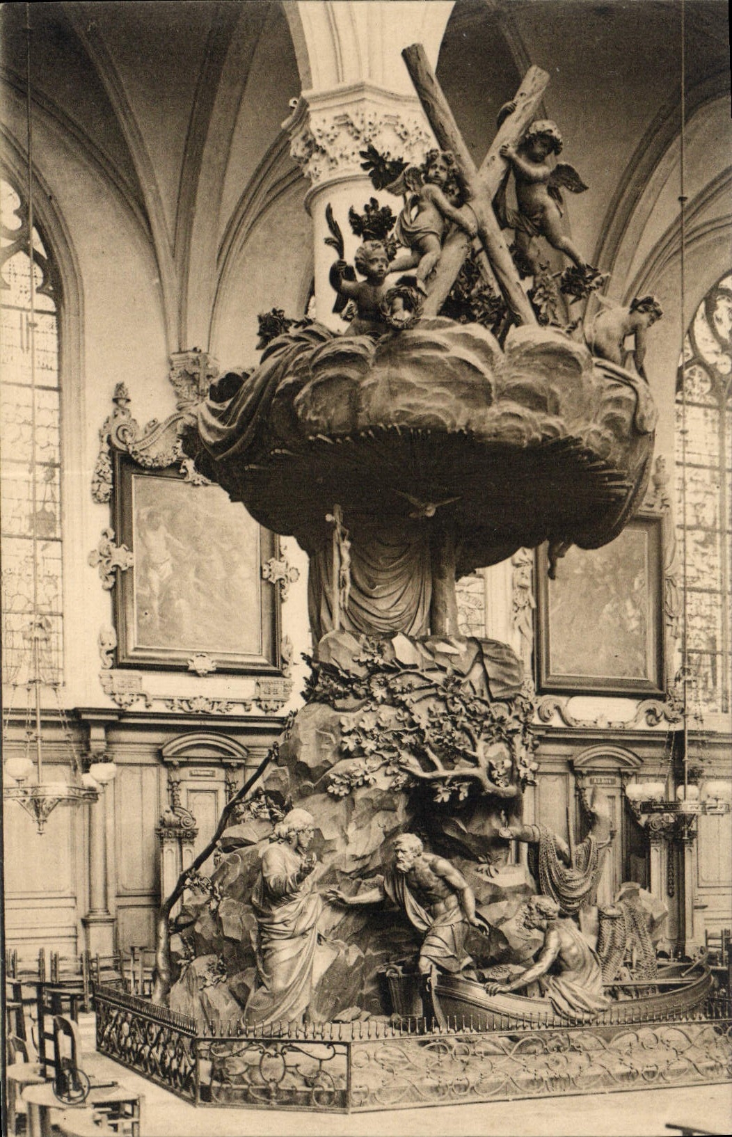 St Andre de la iglesia de Amberes de la POSTAL de la VENDIMIA el púlpito de la verdad