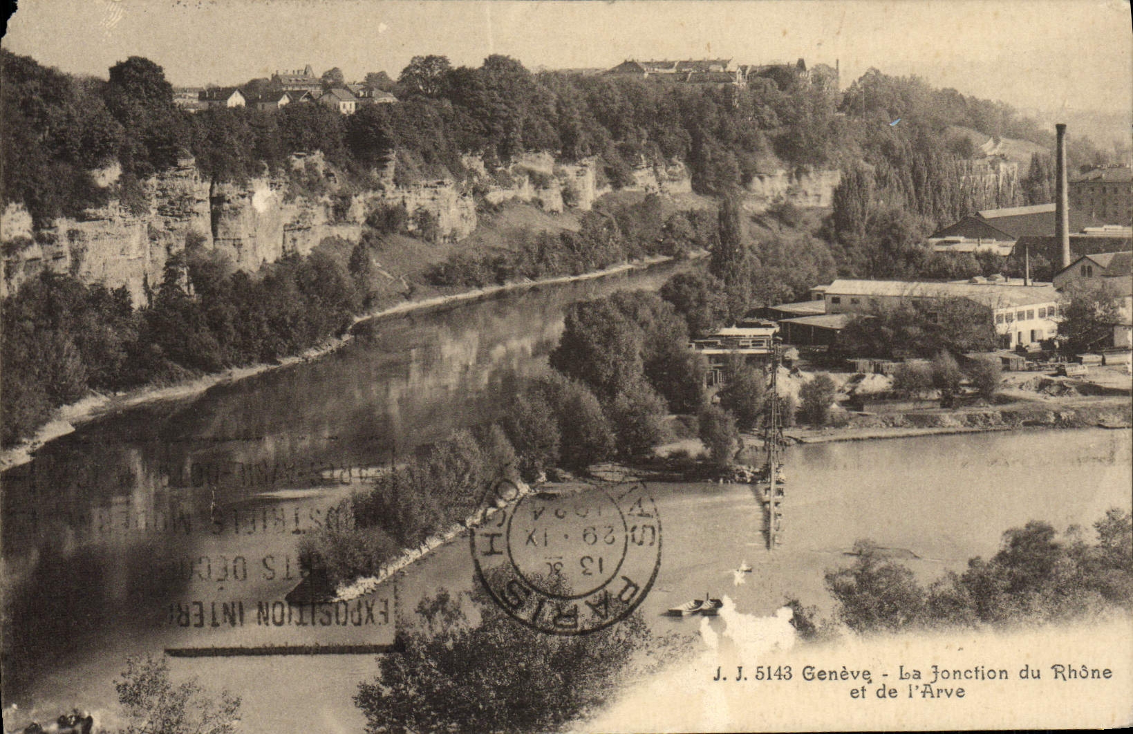 VINTAGE POSTCARD Geneva the Junction of the Rhone and Arve