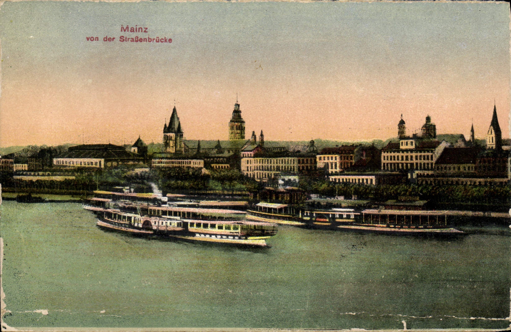 CPA Mainz von der Strassenbrucke Bateau
