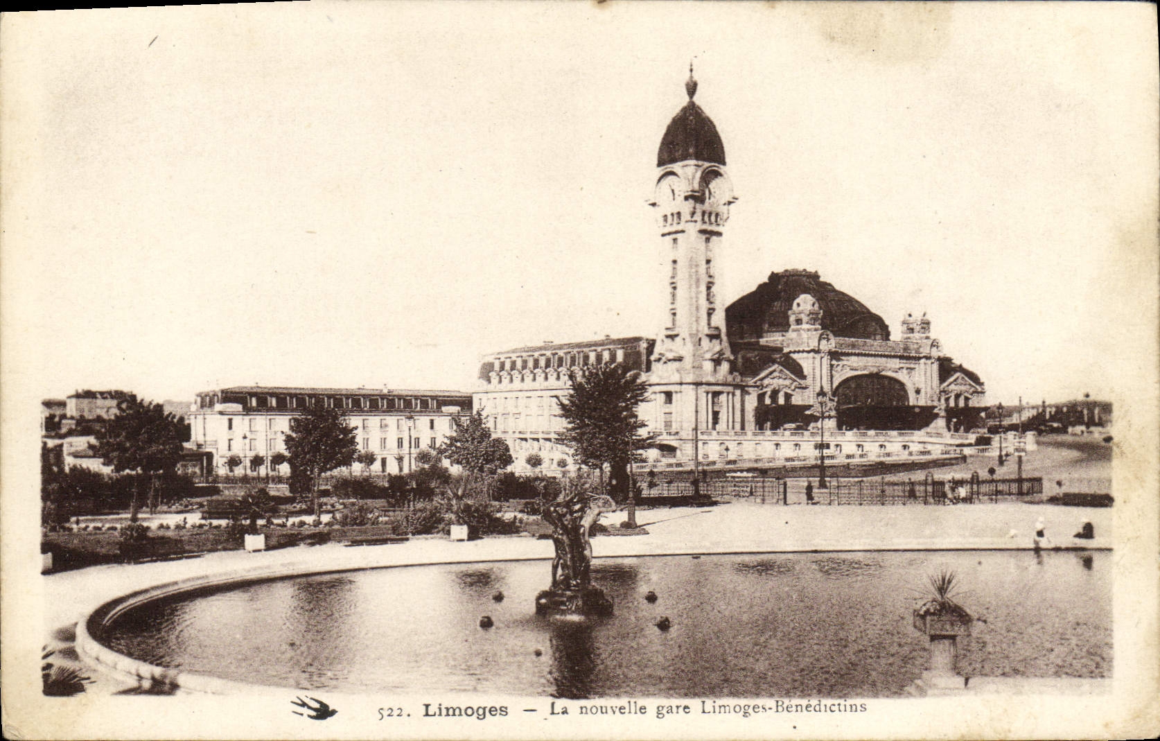 VINTAGE POSTCARD Limoges the new station Limoges Benedictines