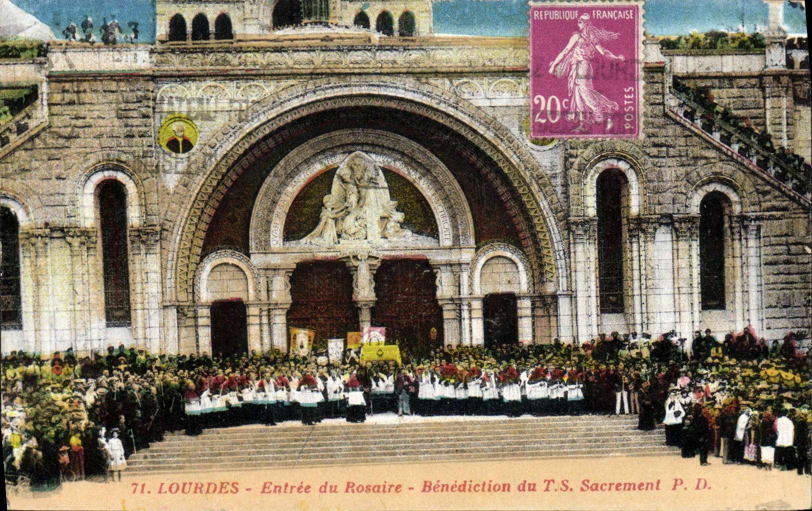 VINTAGE POSTCARD Heavy Entry of the Rosary Blessing of the TS Sacrement