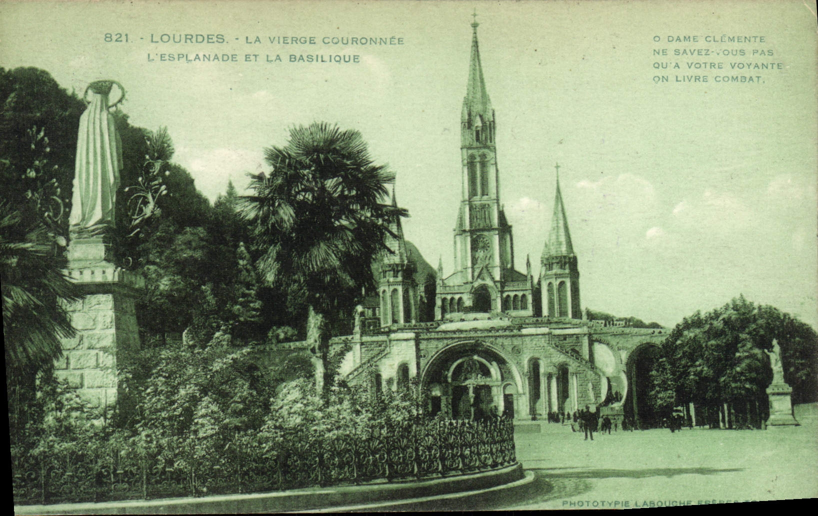 VINTAGE POSTCARD Heavy the virgin couronnee the esplanade and the basilica