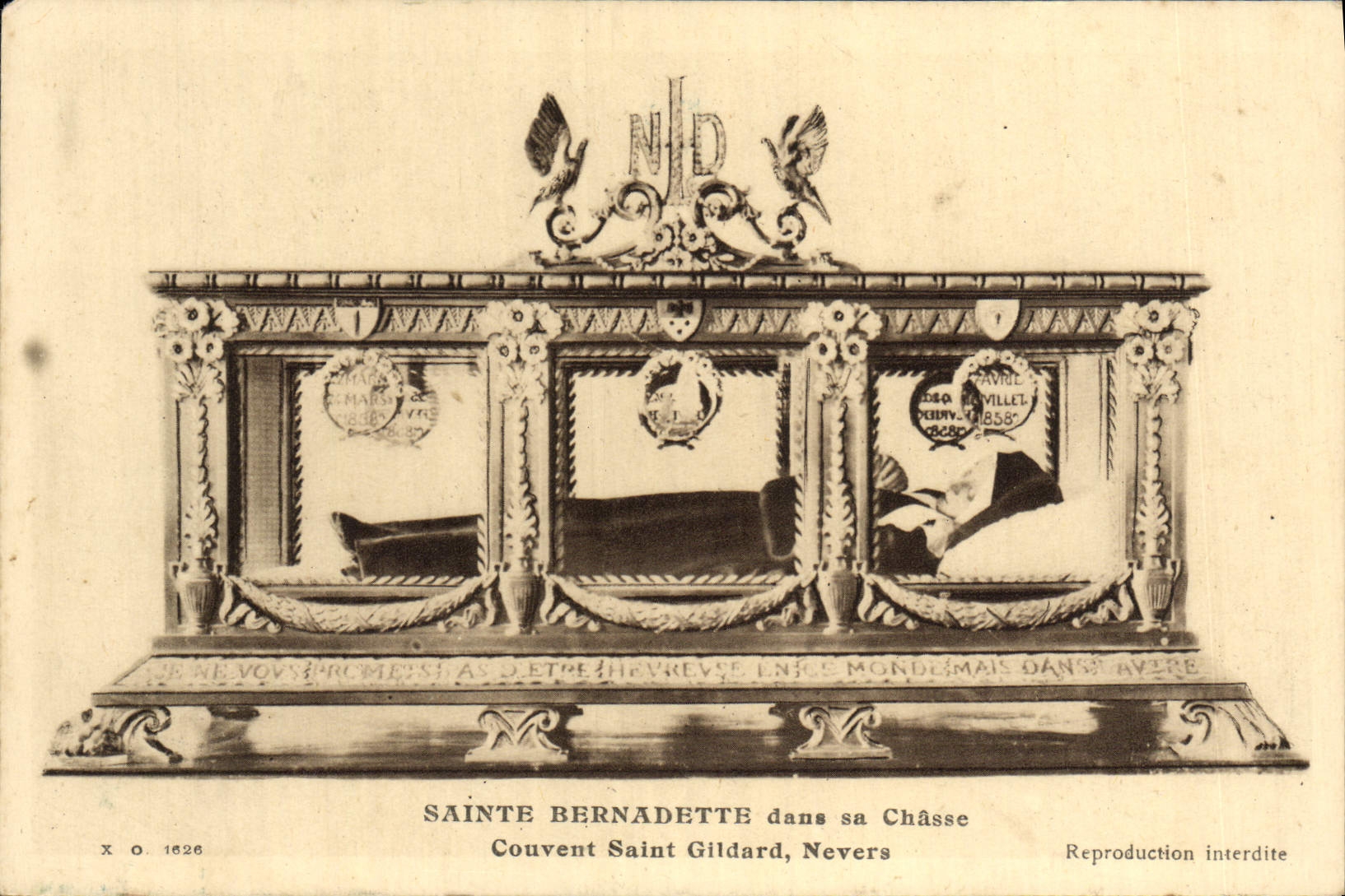 La POSTAL Sainte Beradette de la VENDIMIA en su caza empolla Gildard santo Nevers