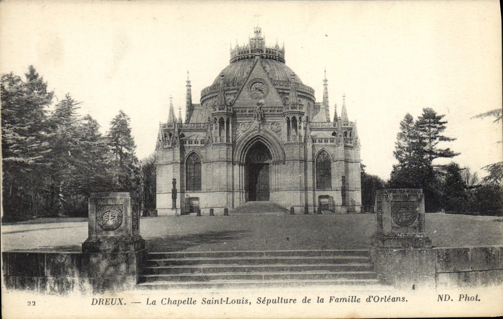 Entierro de Dreux La Chapelle St. Louis de la POSTAL de la VENDIMIA de la familia de Orleans