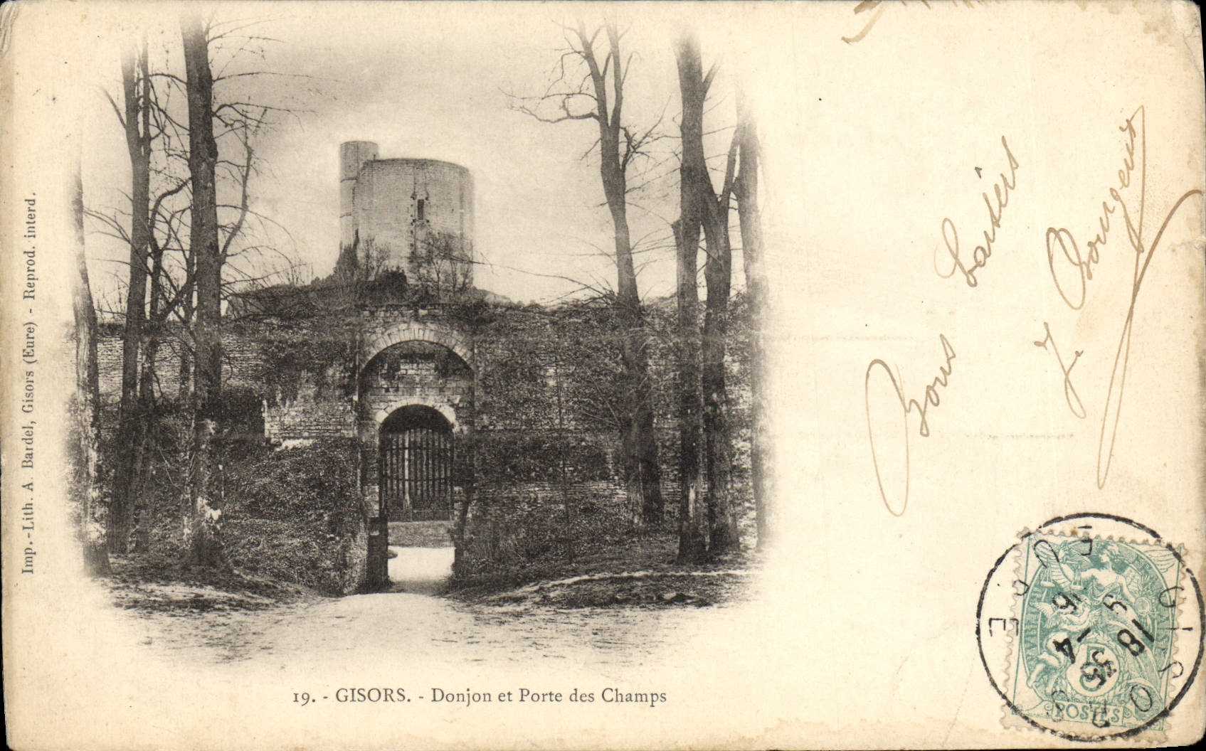 Subsistencia de Gisors de la POSTAL de la VENDIMIA y Porte de los campos