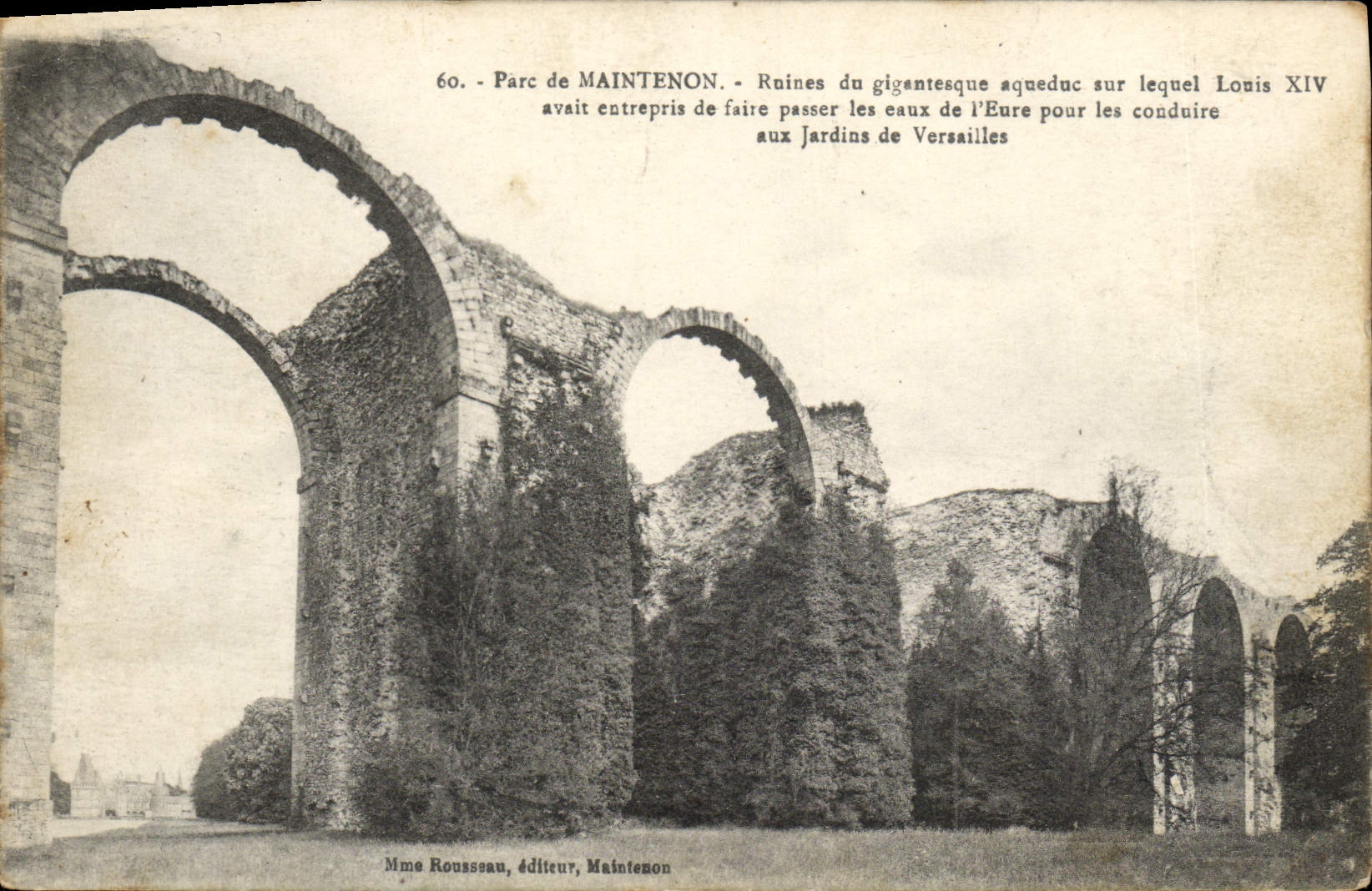 Parque de la POSTAL de la VENDIMIA de ruinas de Maintenon del acueducto gigantesco