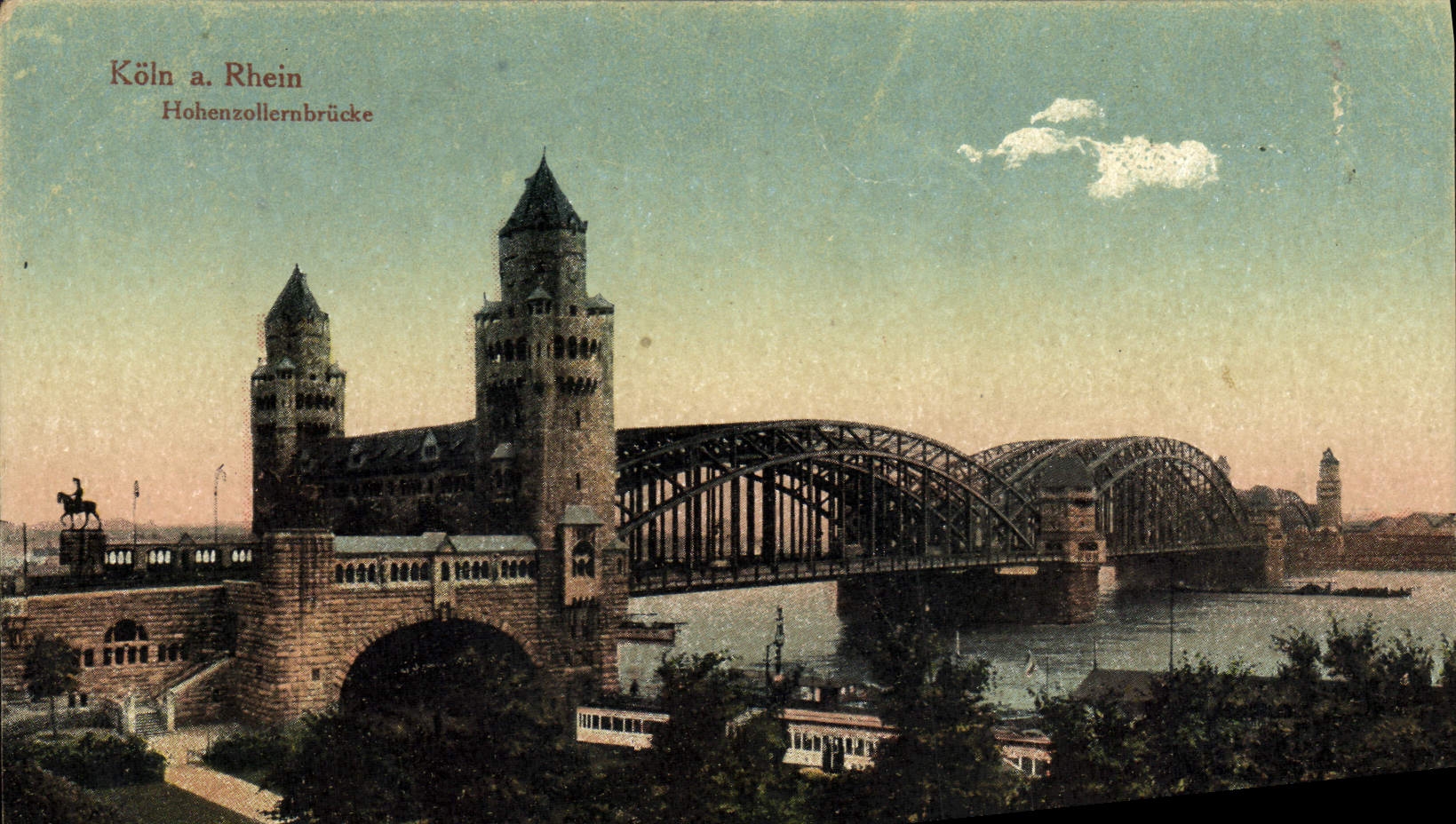 VINTAGE POSTCARD Koln has Rhein Hohenzollernbrucke