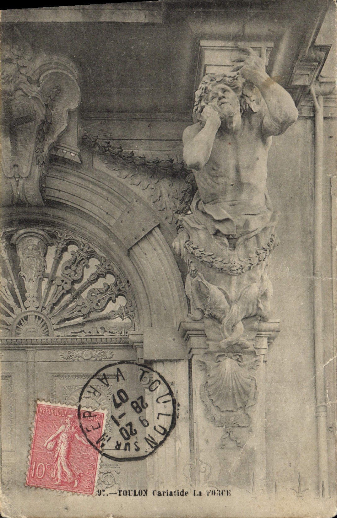 VINTAGE POSTCARD Toulon Caryatid the Force
