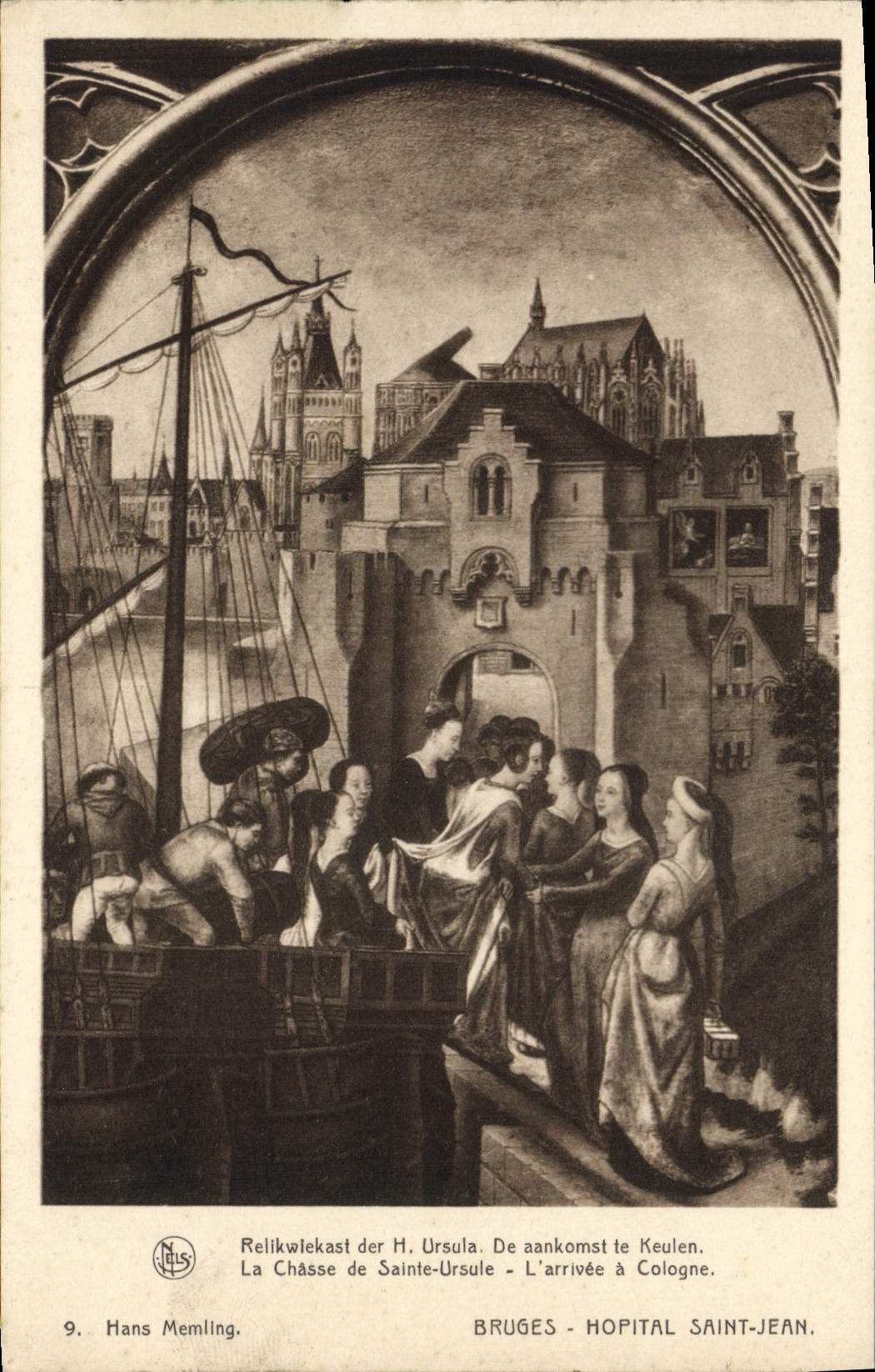 La POSTAL Brujas Hopital Jean santo de la VENDIMIA la caza Sainte de Ursule la llegada tiene Colonia