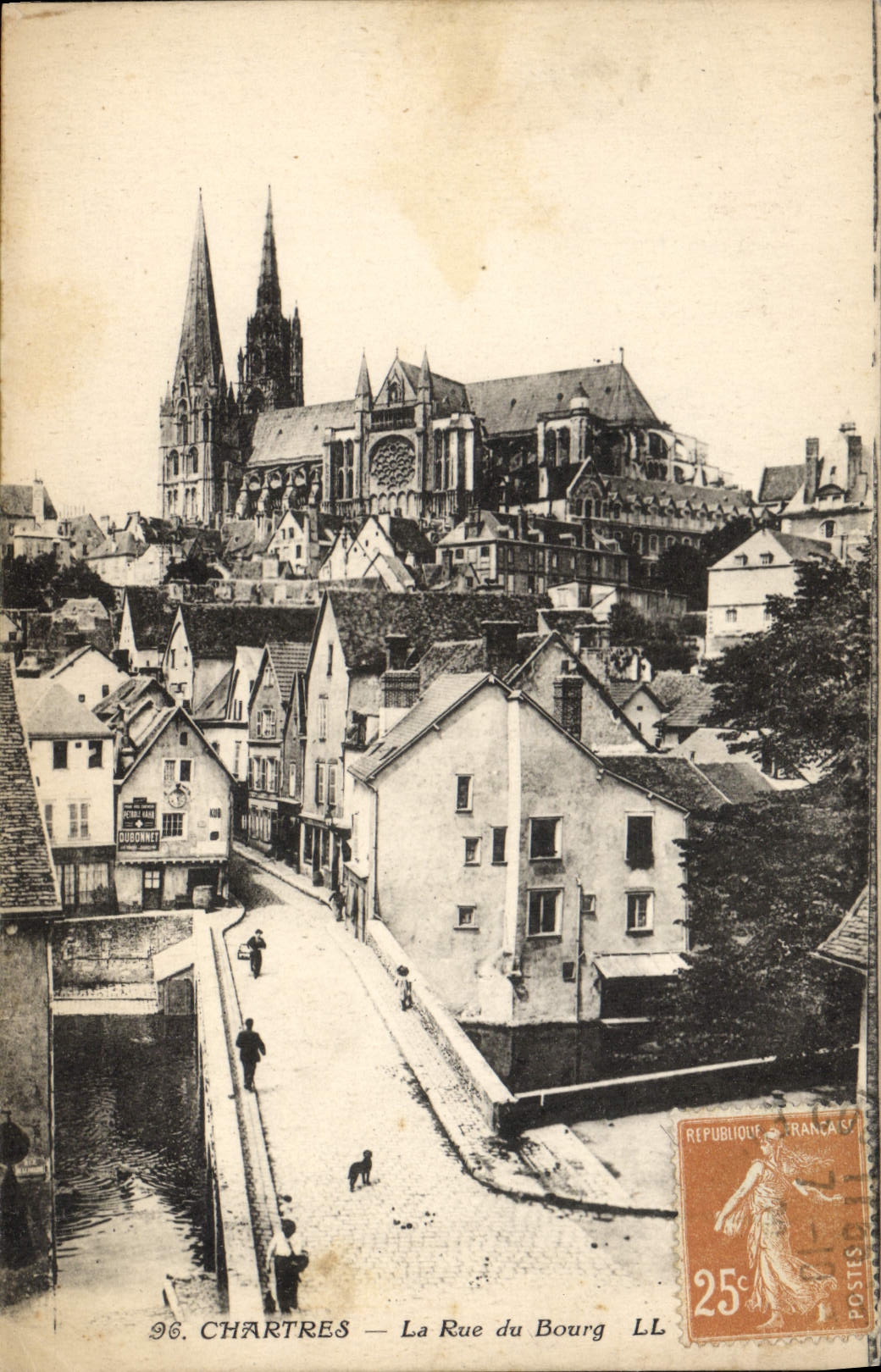 POSTAL Chartres de la VENDIMIA la calle de la ciudad