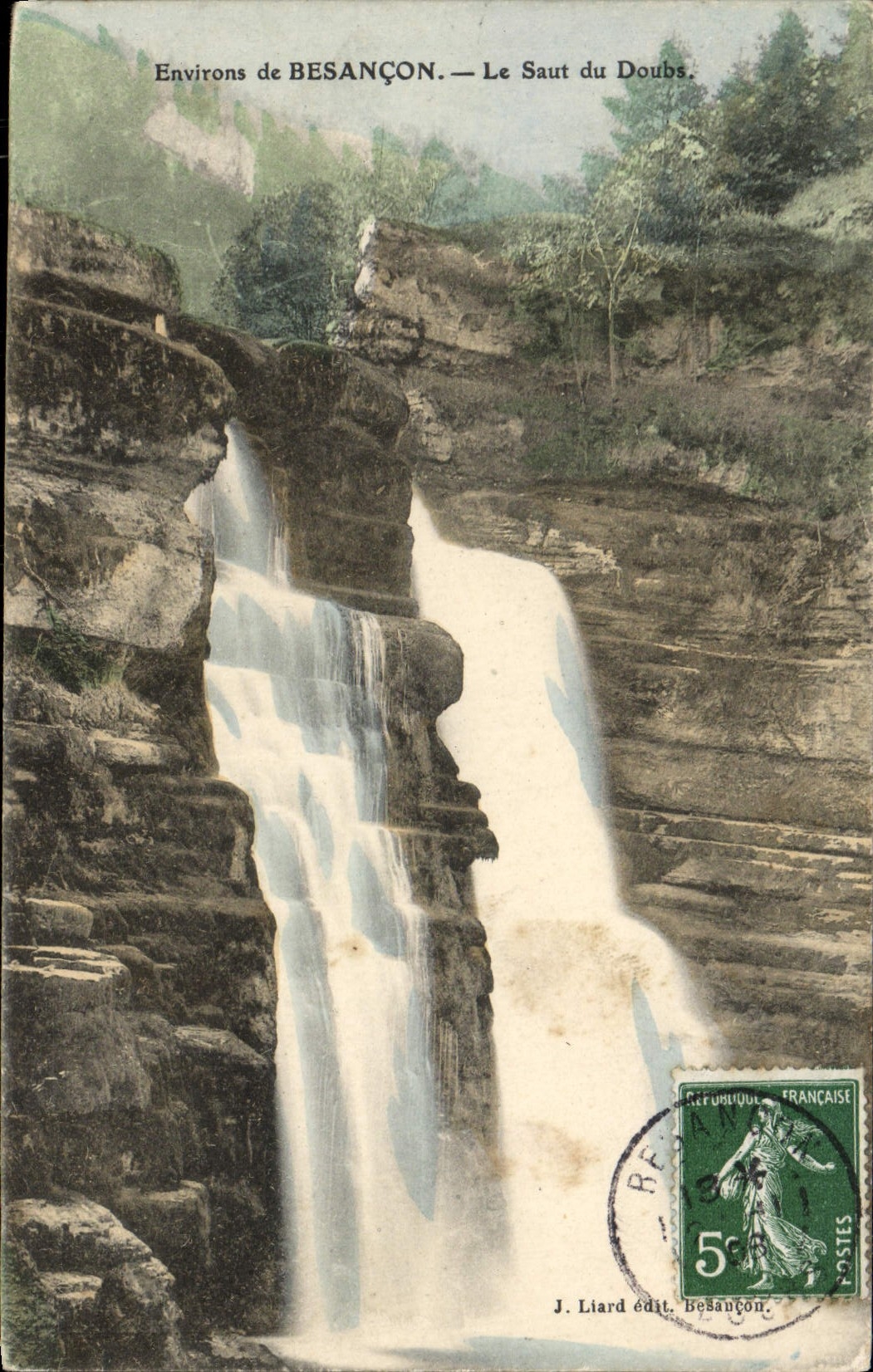 VINTAGE POSTCARD Surroundings of Besancon the Jump of Doubs