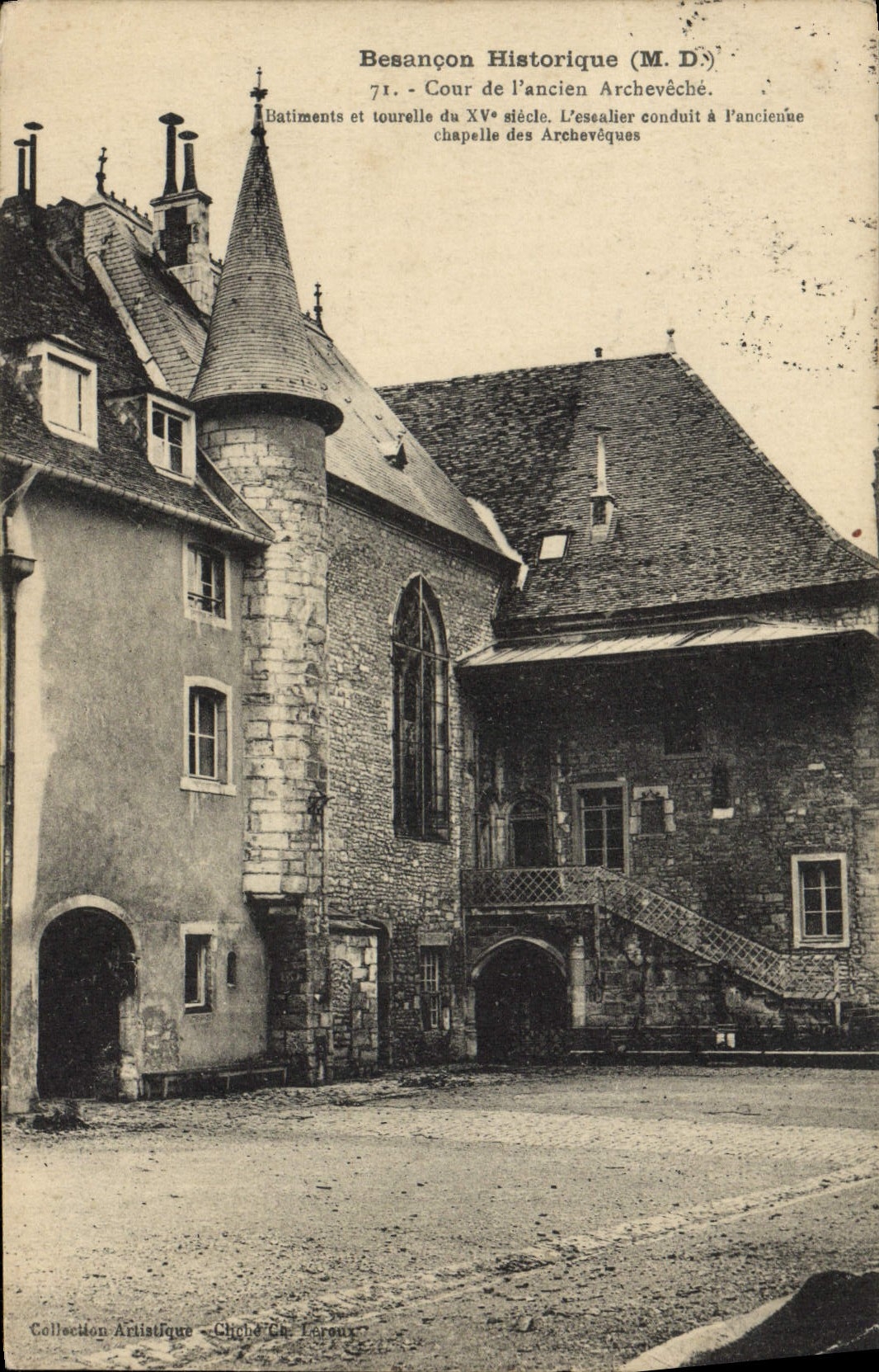 Corte de Besanzón de la POSTAL de la VENDIMIA del palacio del viejo arzobispo