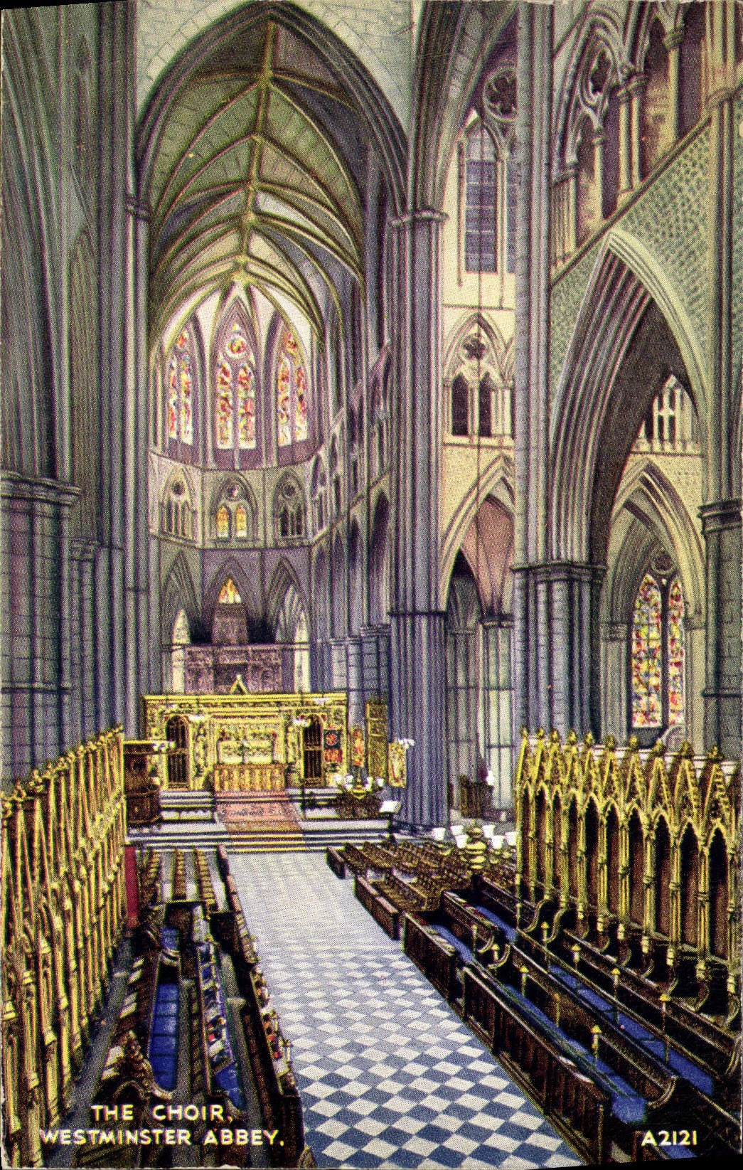 POSTAL de la VENDIMIA la abadía de Westminster del coro Londres